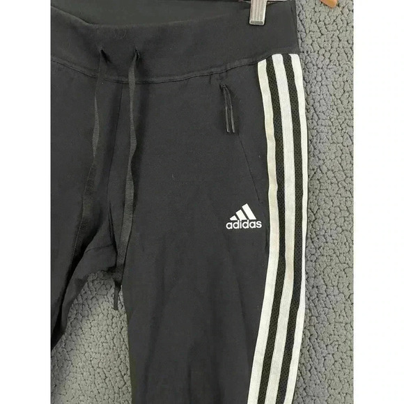 Adidas Women's Black Training Pants XS 3 Stripe Classic Pockets Leg Zipper - Picture 10 of 12